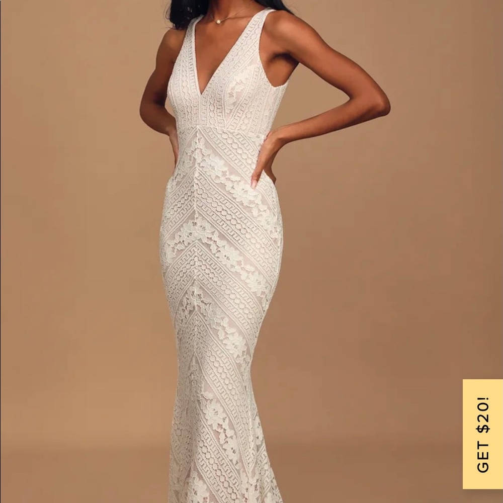 Alianna White Lace Mermaid Maxi Dress